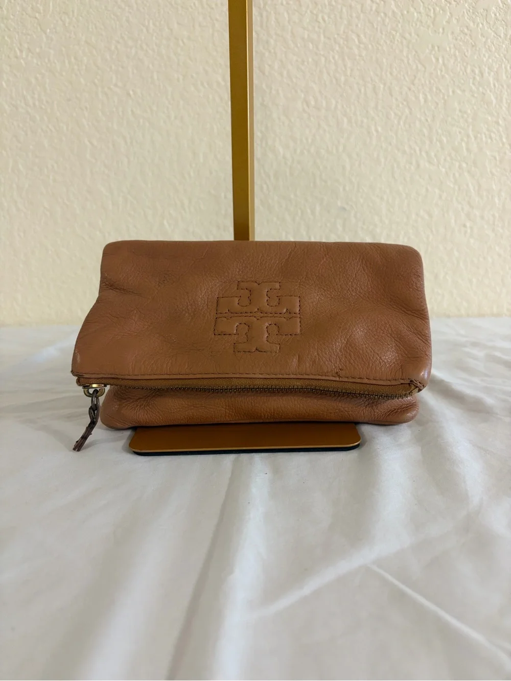 Tory Burch Tan Crossbody Bag with Embossed Logo